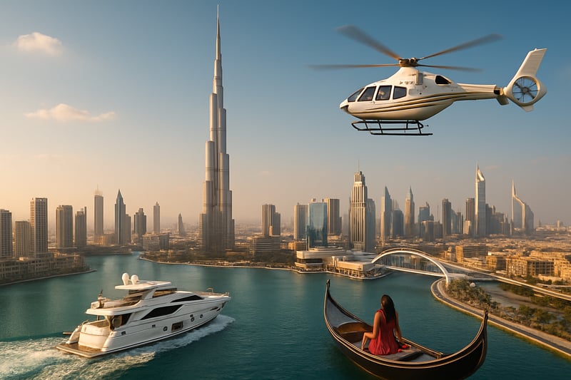 Dubai skyline with Burj Khalifa and luxury travel experiences